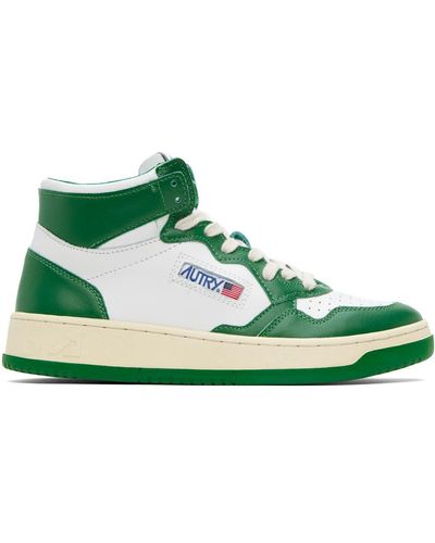 Autry Green & White Medalist Mid Trainers
