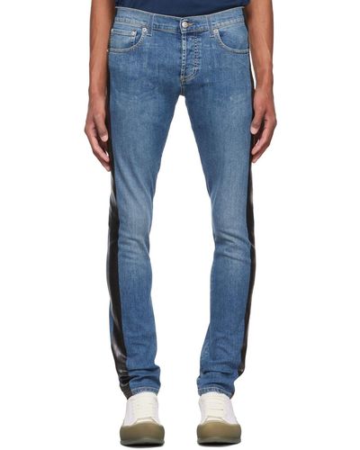 Alexander McQueen Blue Side Stripe Jeans