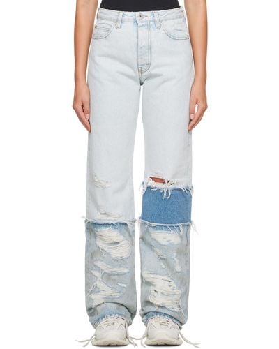 Heron Preston Blue Layered Jeans - White