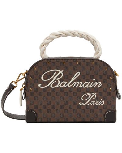 Balmain Mallette de toilette brune à monogrammes - Noir