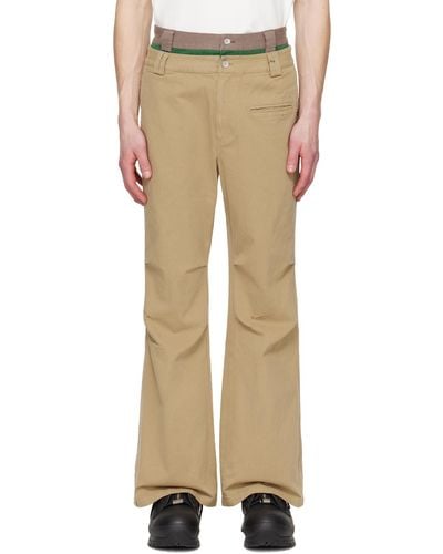 C2H4 Double Waist Silhouette Trousers - Natural