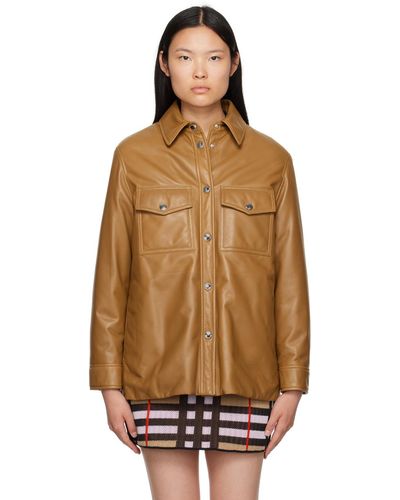 Burberry Blouson brun en cuir plongé - Neutre