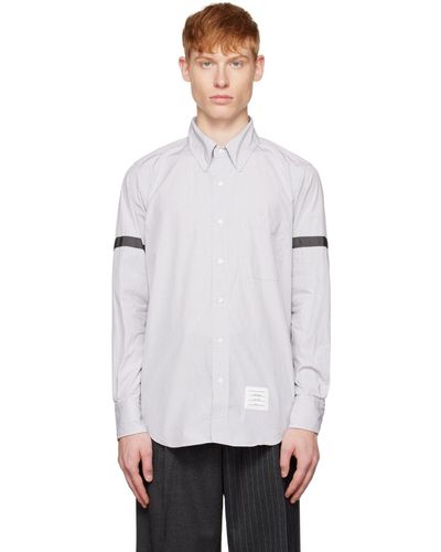 Thom Browne Thom e chemise grise à brassards - Blanc