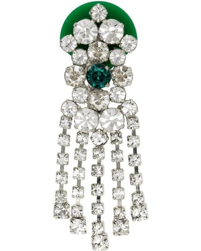 Maison Margiela Silver & Green Crystal Single Earring - Black