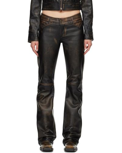 Guess USA Colorblock Leather Pants - Black