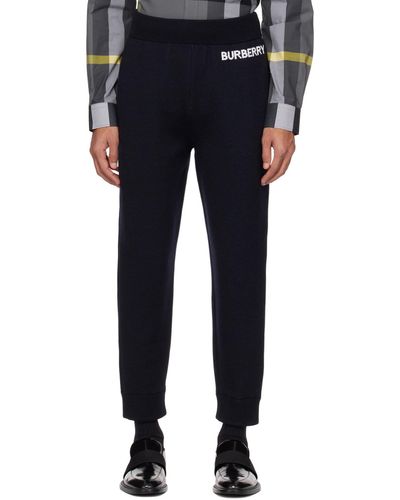 Burberry Navy Jacquard Pants - Blue