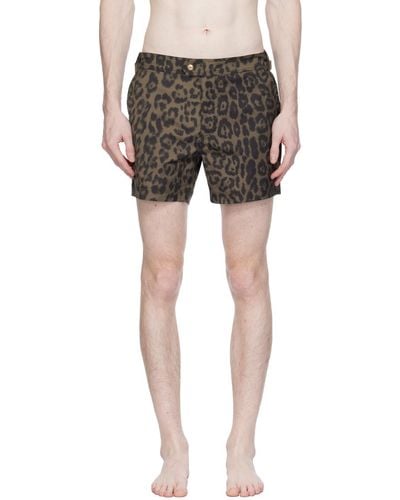 Tom Ford Green Print Swim Shorts - Black