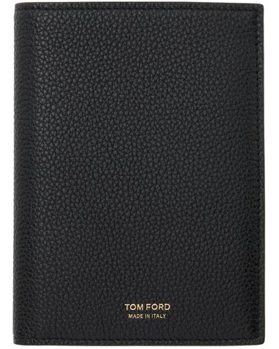 Tom Ford Étui pour passeport noir en cuir souple grainé