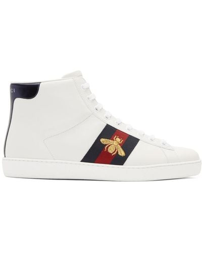 Gucci White Bee New Ace High-top Trainers
