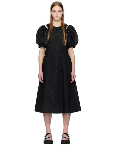 Simone Rocha Puff Sleeve Midi Dress - Black