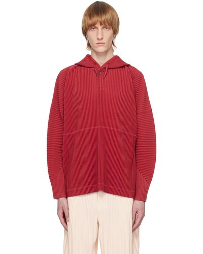 Homme Plissé Issey Miyake Pull à capuche monthly color february rouge
