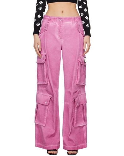 Dolce & Gabbana Pantalon cargo teint en plongée rose