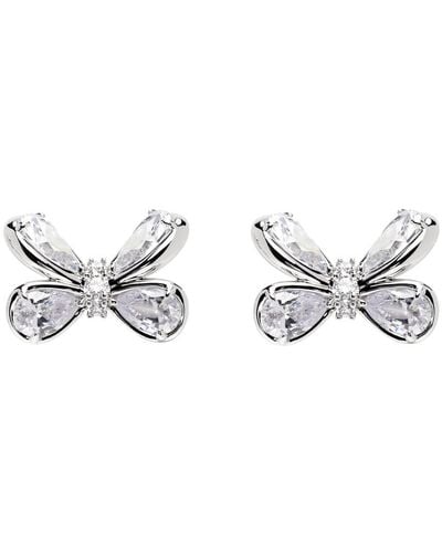 ShuShu/Tong Silver Butterfly Flower Stud Earrings - Black