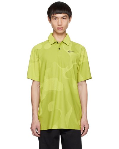 Nike Green Dri-fit Adv Tour Polo - Yellow