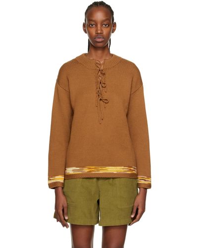 Bode Brown Edge Trim Sweater - Multicolor