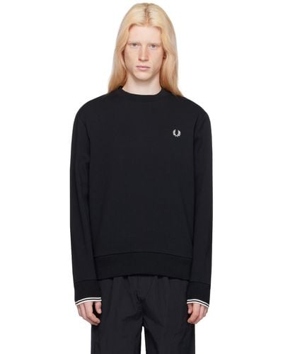 Fred Perry F Perry Striped Sweatshirt - Black
