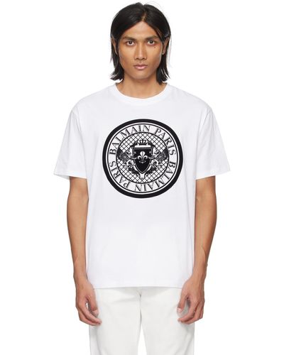Balmain T-shirt avec imprimé de monnaie affluée - Blanc