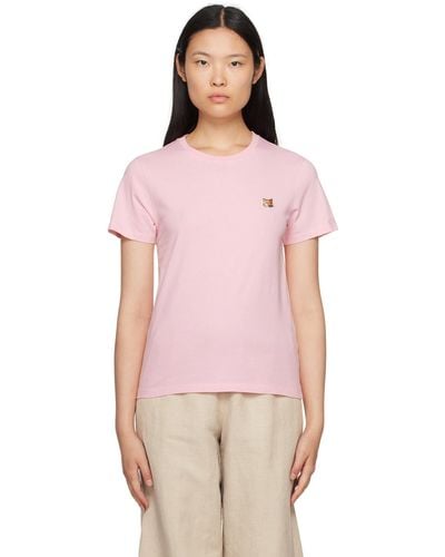 Maison Kitsuné T-shirt rose à logo de renard