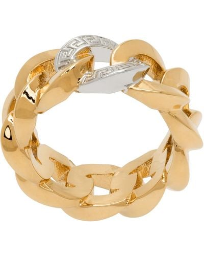 Versace Gold Curb Chain Ring - Metallic