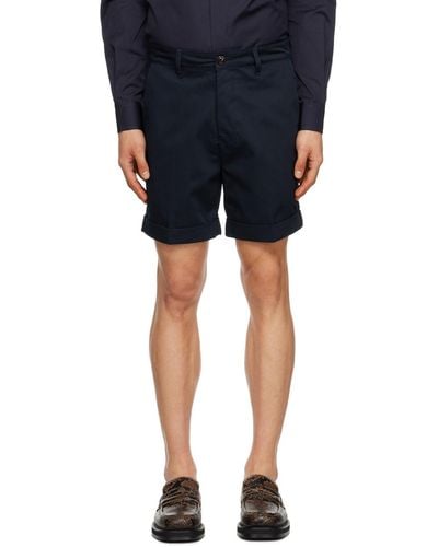 Ami Paris Navy Rolled Shorts - Blue