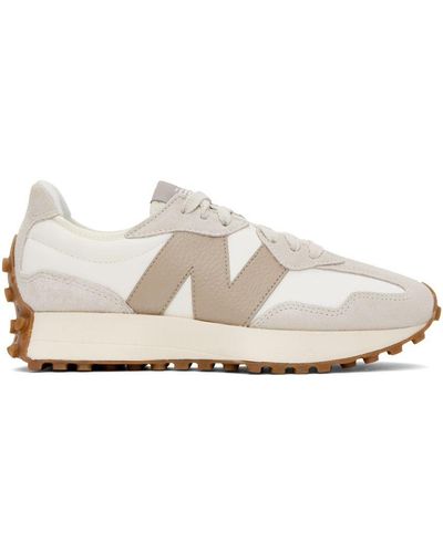 New Balance White & Taupe 327 Sneakers - Black