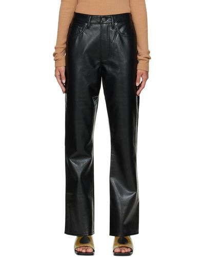 Agolde Ae Recycled Leather Relaxed Boot Pants - Black