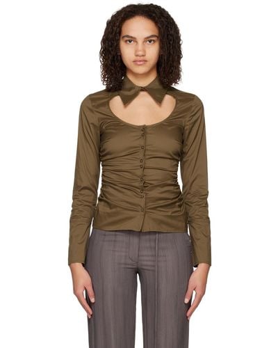 Ganni Brown Cutout Shirt - Multicolour