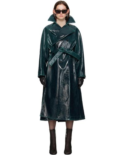 Alaïa Alaïa trench lustré bleu - Noir