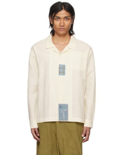 STORY mfg. Off- Greetings Long Sleeve Shirt - White