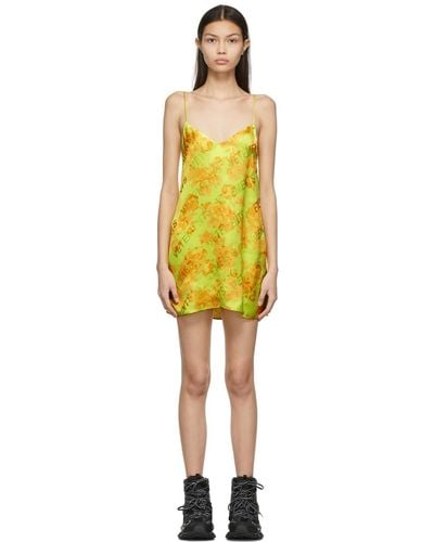 Vetements Yellow Acid Flower Slip Dress