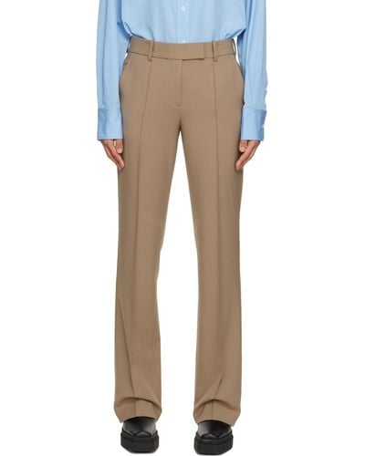 Helmut Lang Taupe Pinched Seam Trousers - Blue