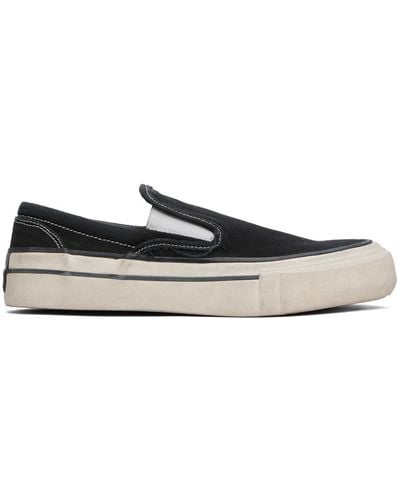 Rhude Black Washed Canvas Slip-on Trainers