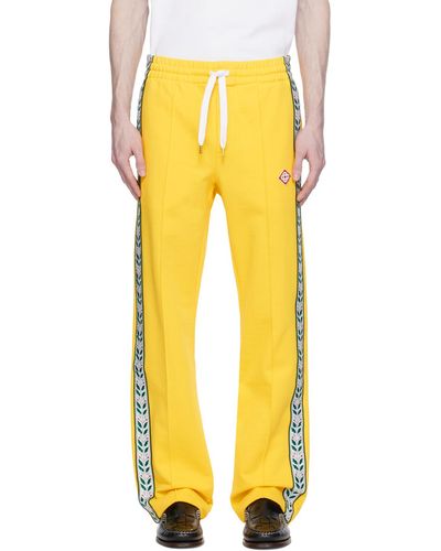 Casablancabrand Pantalon de survêtement jaune à garniture à feuilles de laurier