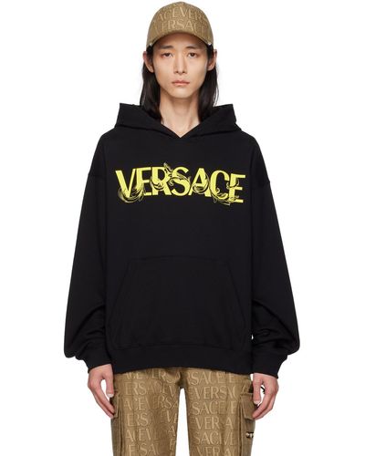 Versace Pull à capuche noir à logo imprimé