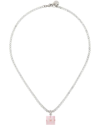 Marni Silver & Pink Dice Charm Necklace - White