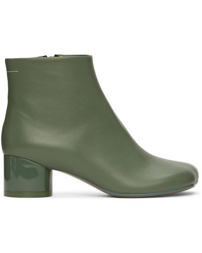 MM6 by Maison Martin Margiela Green Leather Ankle Boots