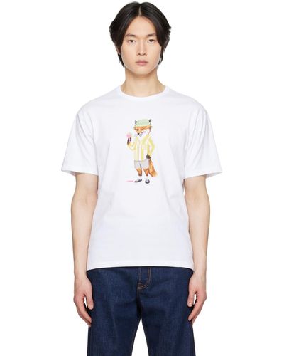 Maison Kitsuné ホワイト Dressed Fox Tシャツ