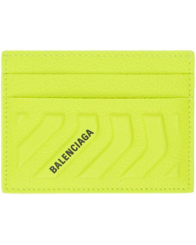 Balenciaga Porte-cartes jaune à rayures gaufrées
