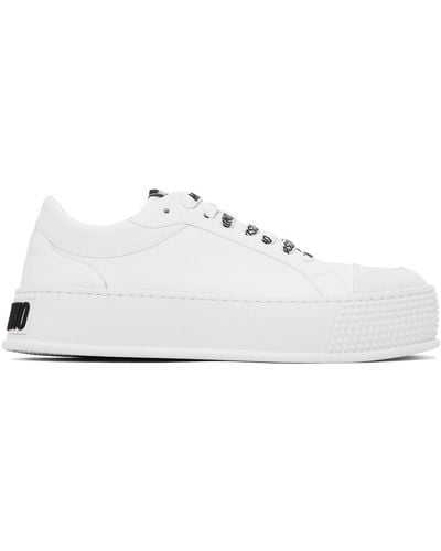 Moschino White Faux-leather Trainers - Black