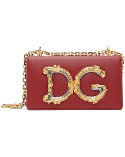 Dolce & Gabbana Dolce&gabbana Red Calfskin Phone Bag - Black
