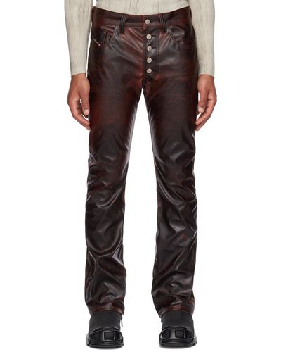 DIESEL Burgundy P-revol Faux-leather Pants - Black