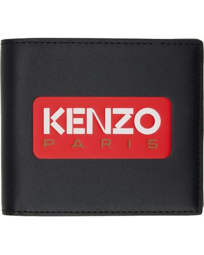 KENZO Black Paris Bifold Wallet - Red
