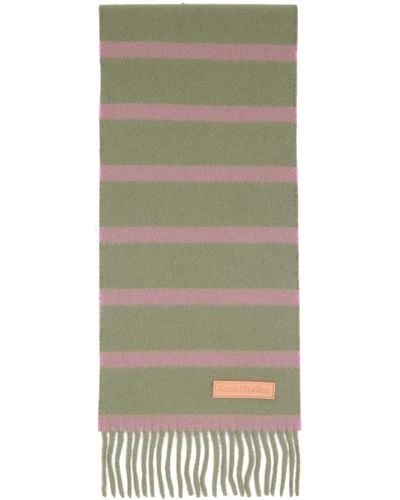Acne Studios Green & Pink Striped Scarf
