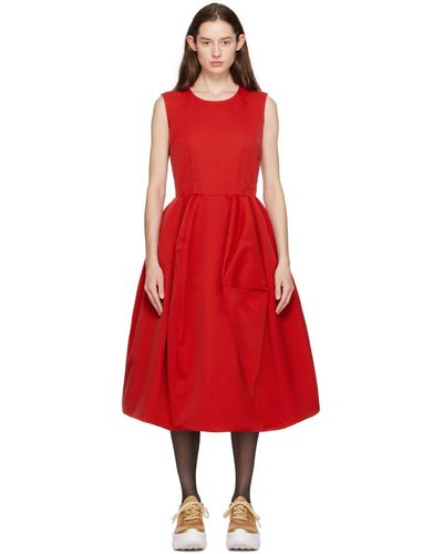 Comme des Garçons Red Structured Midi Dress