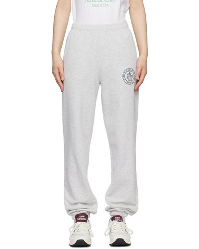 Sporty & Rich Sportyrich pantalon de détente gris à logo imprimé - Blanc