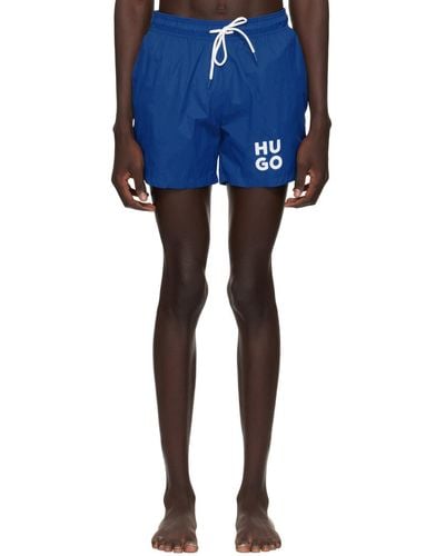 HUGO Blue Drawstring Swim Shorts