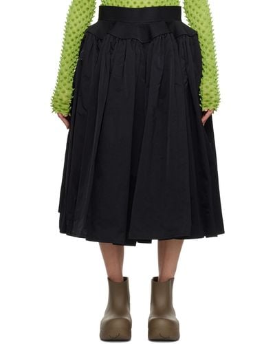 Bottega Veneta Black Gathered Midi Skirt