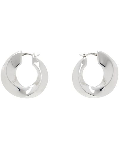 Bottega Veneta Silver Twist Hoop Earrings - Black