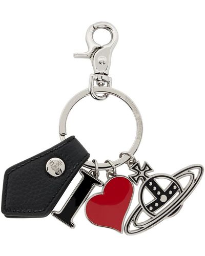 Vivienne Westwood Porte-clés argenté et noir à orbe - Rouge