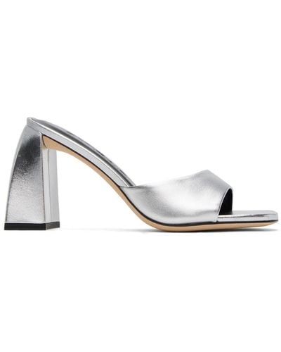 BY FAR Silver Michele Heeled Sandals - Black